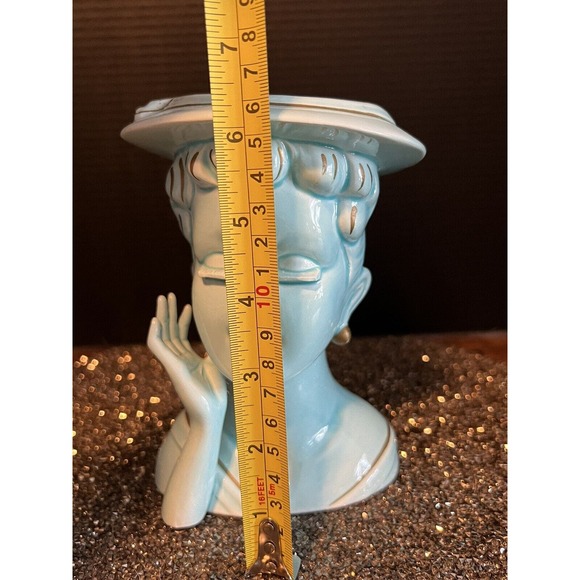 Vintage Lady Head Vase All Light Blue, Japan - Picture 2 of 9